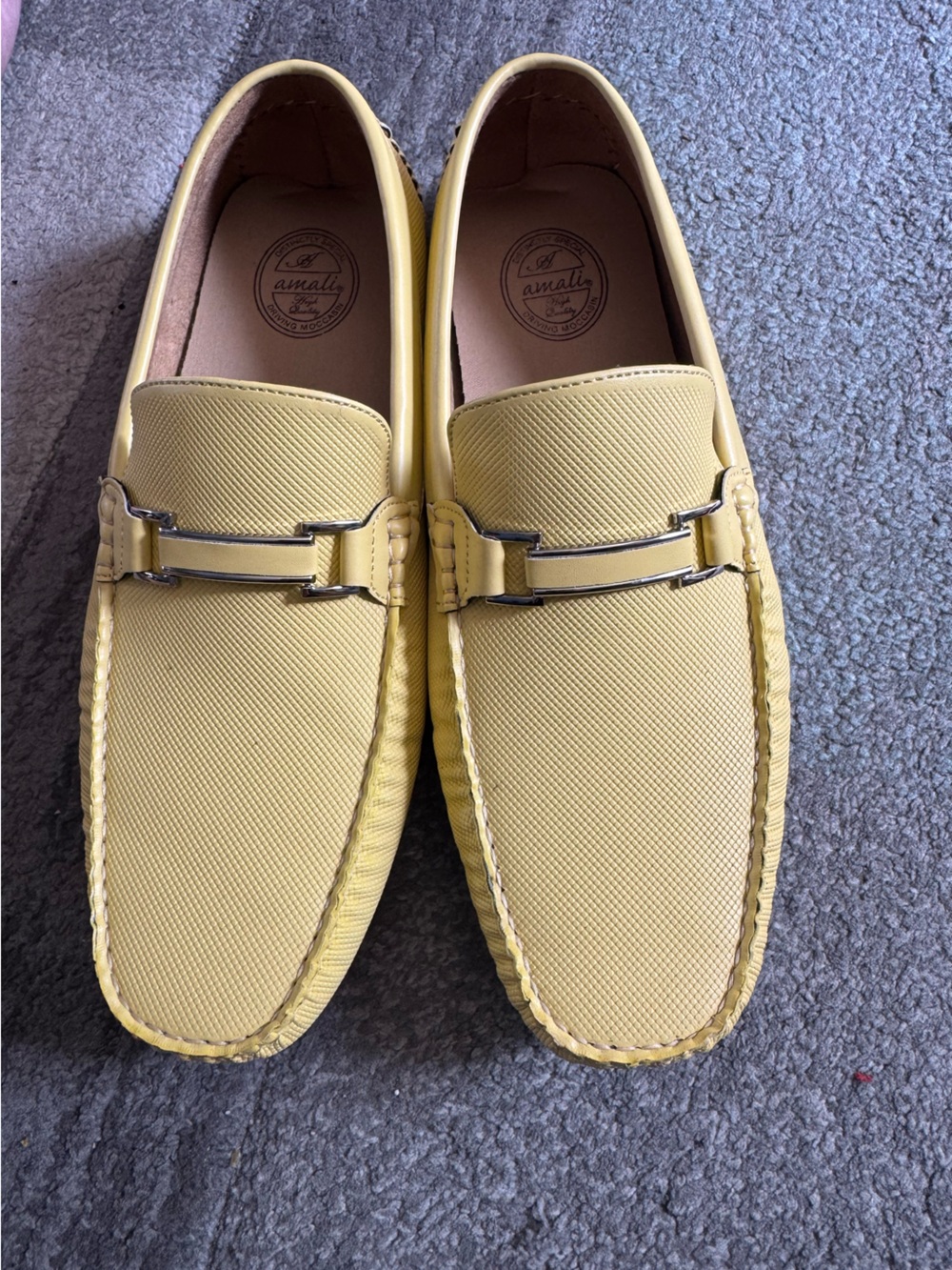 Amali Men’s Yellow Driving Loafers Moccasins Horse Bit